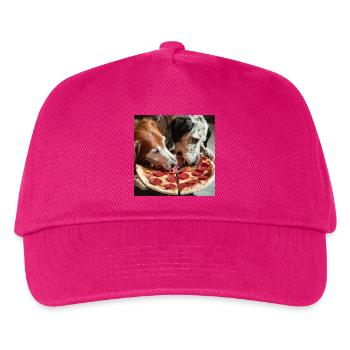 zwei Hunde essen Salami Pizza - Kinder Basecap - Fuchsia - Vorne