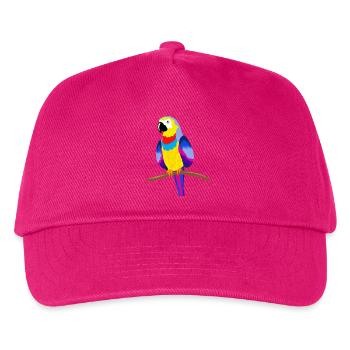 Bunter Papagei auf einem Ast - gelb - Kinder Basecap - Fuchsia - Vorne