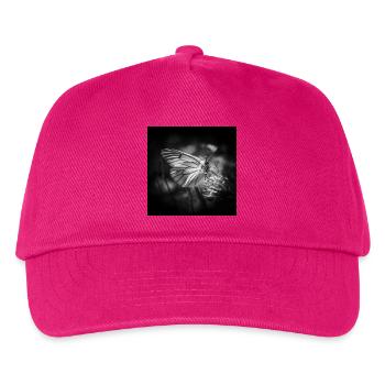 Schmetterling Nahaufnahme Poster Schwarz-Weiß - Kinder Basecap - Fuchsia - Vorne