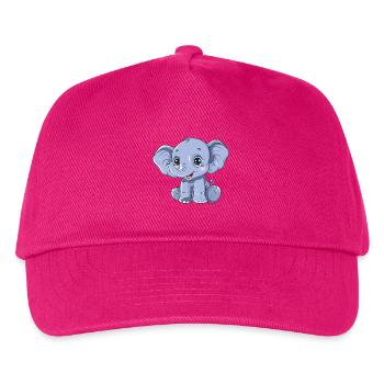 Süßer Blauer Elefant Mit Großen Augen - Kinder Basecap - Fuchsia - Vorne