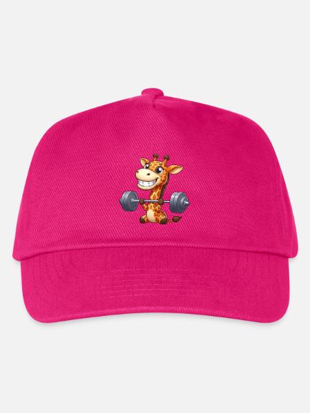 Giraffe Hantel Gewichtheber Cartoon Fitness - Kinder Basecap - Fuchsia