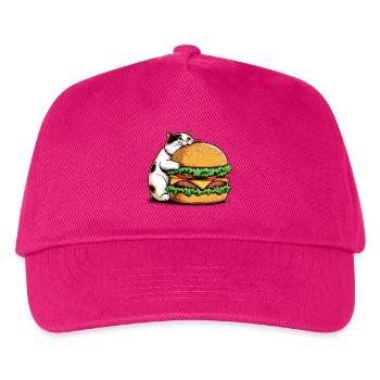 Gourmet-Katze und Hamburger - Kinder Basecap - Fuchsia - Vorne