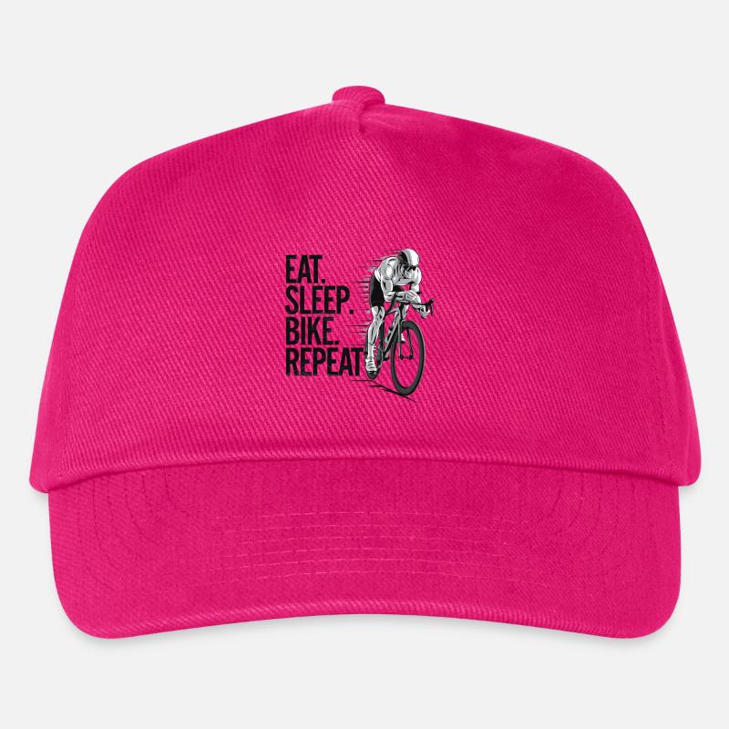 Fahrrad, Leidenschaft, Motivation, Essen, Schlafen - Kinder Basecap - Fuchsia