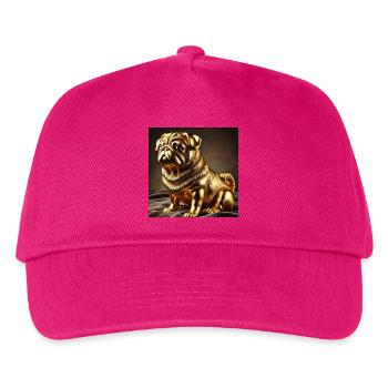Goldener Pug Skulptur - Kinder Basecap - Fuchsia - Vorne