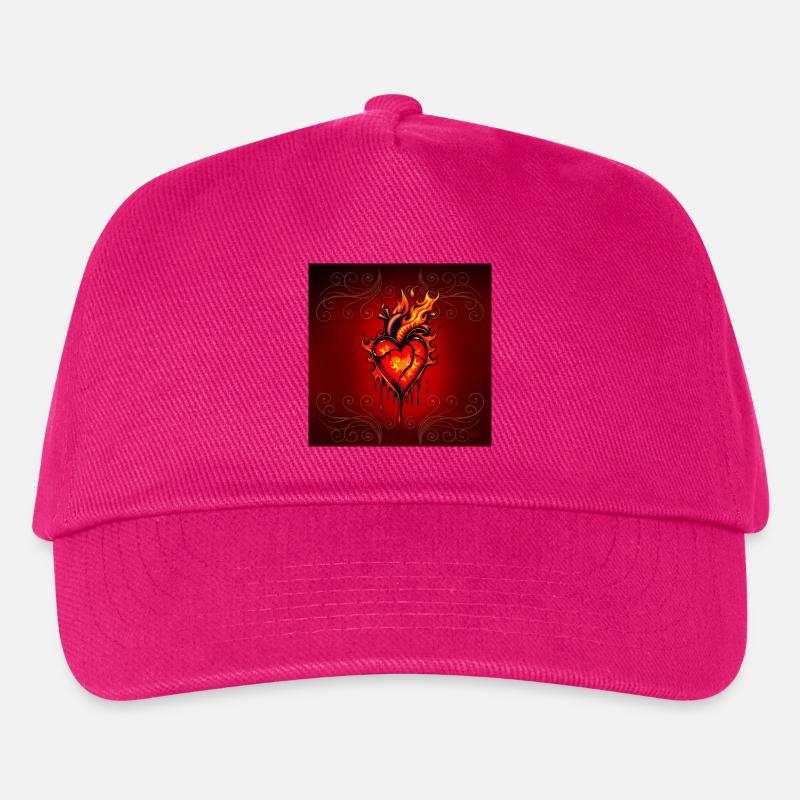 Flaming heart. - Kids’ Baseball Cap - fuchsia