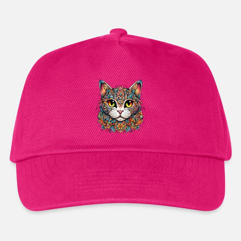 Katze im bunten Tattoo Style - Kinder Basecap - Fuchsia