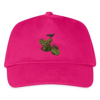 Krähe auf Holzkreuz, efeu - Kinder Basecap - Fuchsia - Vorne