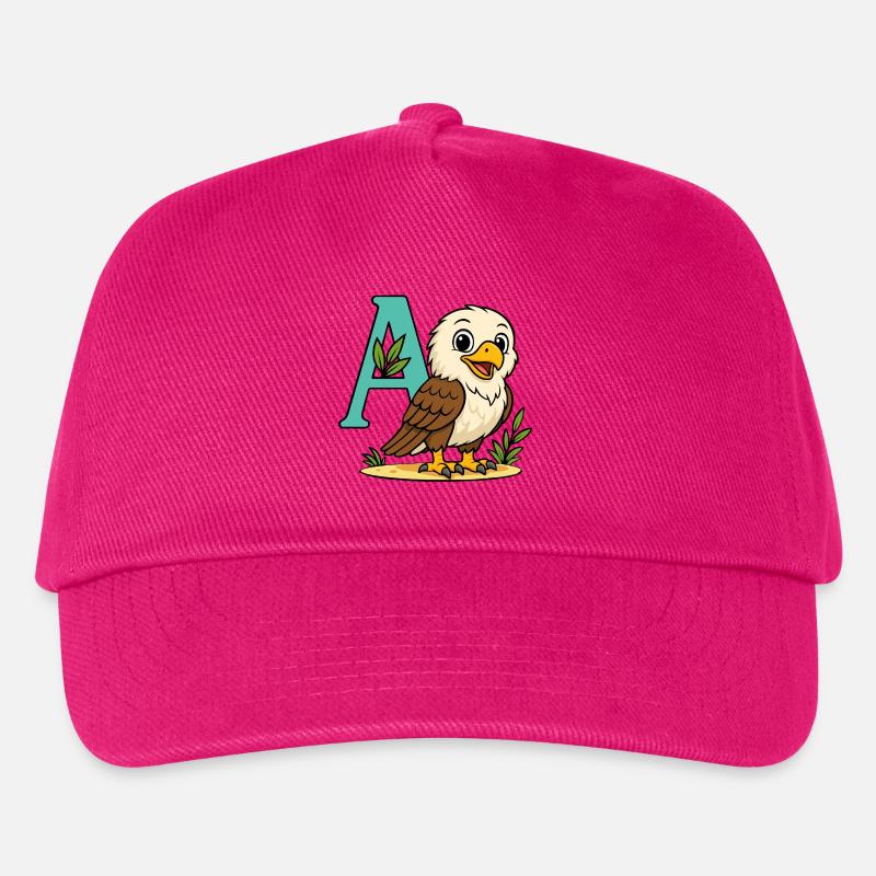 Niedlicher Adler mit Initiale A und Laub - Kinder Basecap - Fuchsia