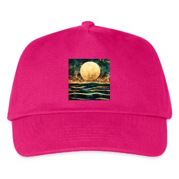 Golden Moon on Watercolor Horizon - Kids’ Baseball Cap - fuchsia - Front