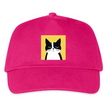 Minimalistische schwarz-weiße Katze - Kinder Basecap - Fuchsia - Vorne