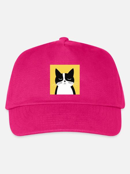 Minimalistische schwarz-weiße Katze - Kinder Basecap - Fuchsia