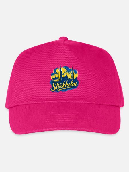 Stockholm gelb blau Hauptstadt Schweden Geschenk - Kinder Basecap - Fuchsia