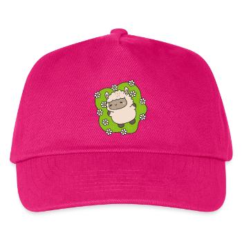 Blühendes Lamm, das zwischen Gänseblümchen tanzt - Kinder Basecap - Fuchsia - Vorne