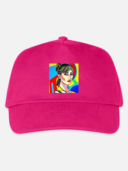 Buntes Pop-Porträt - Kinder Basecap - Fuchsia