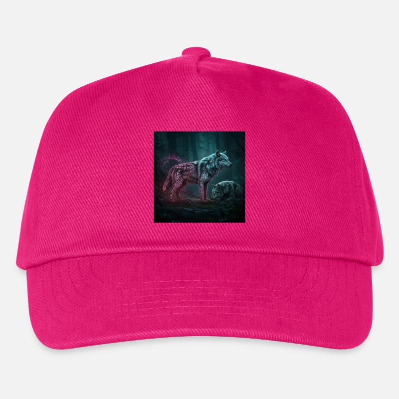Neonrunen Wolfwald im Mondschein - Kinder Basecap - Fuchsia