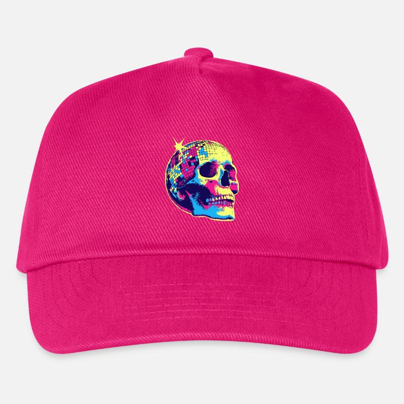 Neon Disco Totenschädel - Kinder Basecap - Fuchsia