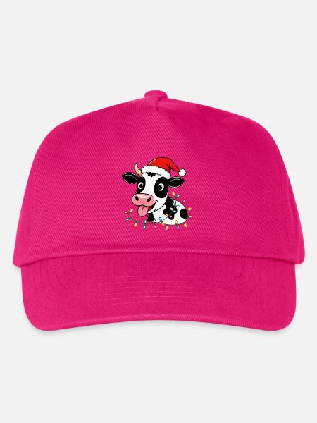 Kuh Weihnachten lustig süß Landwirt Bauernhof - Kinder Basecap - Fuchsia