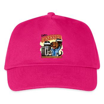 Coffee Obsessed Dachshund Humor - Kids’ Baseball Cap - fuchsia - Front