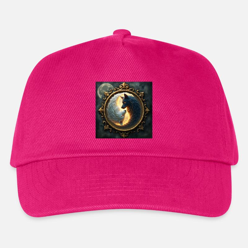 Moon Wolves: Yin Yang in cornice d'oro - Berretto da baseball per bambini - fucsia