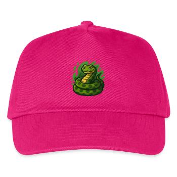 Green Cartoon Anaconda Snake in Wave Swell - Kids’ Baseball Cap - fuchsia - Front