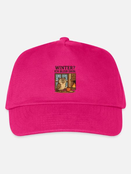 Winterstube Die Eule Bleibt Drin - Kinder Basecap - Fuchsia