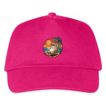 Lustiger Bulldogge am Strand, Sommerurlaub Sonnenuntergang - Kinder Basecap - Fuchsia - Vorne