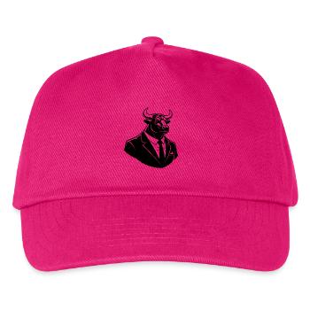 Stier im Anzug – Business Tier Motiv - Kinder Basecap - Fuchsia - Vorne