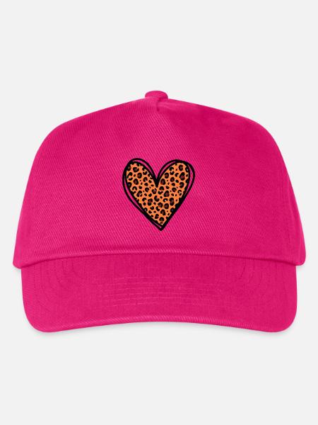 Valentinstag Herzmotiv im Leopardenmuster - Kinder Basecap - Fuchsia