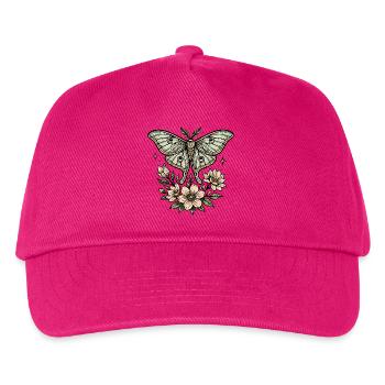Motte mit Blütenbouquet - Kinder Basecap - Fuchsia - Vorne