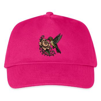Hummingbird with Rose Vintage Tattoo - Kids’ Baseball Cap - fuchsia - Front
