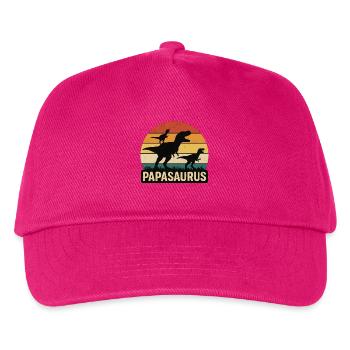 Papasaurus Dino Retro Sonnenuntergang - Kinder Basecap - Fuchsia - Vorne