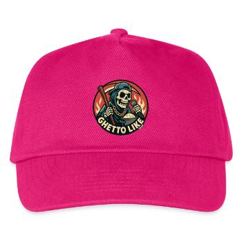 Skelett mit Mikrofon und Ghetto Like - Kinder Basecap - Fuchsia - Vorne