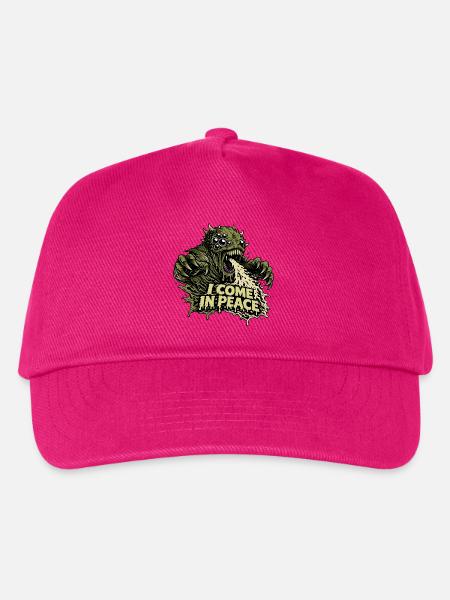I Come In Peace Monster Horror Spruch - Kinder Basecap - Fuchsia