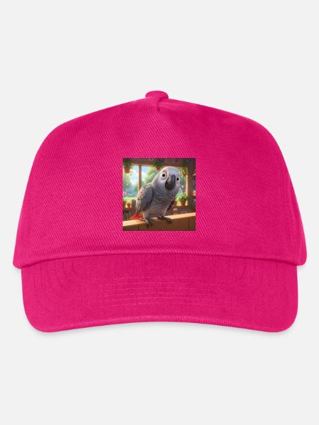 Animierter Grau Papagei Zuhause - Kinder Basecap - Fuchsia