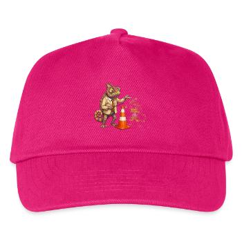 Chamäleon Fahrlehrer übt sicher mit Verkehrskegel - Kinder Basecap - Fuchsia - Vorne