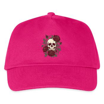 Skull & Roses – Gothic Skull Flower Design - Kids’ Baseball Cap - fuchsia - Front