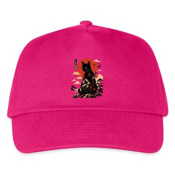 Katzen-Samurai am Sonnenuntergang - Kinder Basecap - Fuchsia - Vorne