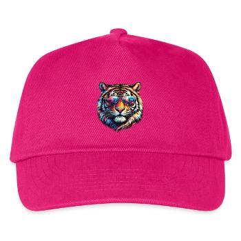 Psychedelic Tiger with Sunglasses - Kids’ Baseball Cap - fuchsia - Front