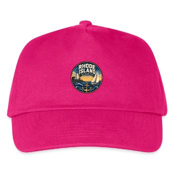 Rhode Island Ocean State Retro Segelboot-Abzeichen - Kinder Basecap - Fuchsia - Vorne