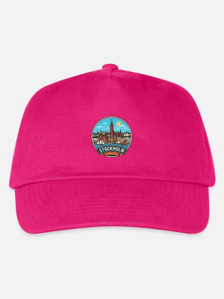 Stockholm, Schweden Gamla Stan Baltic Reiseabzeichen - Kinder Basecap - Fuchsia