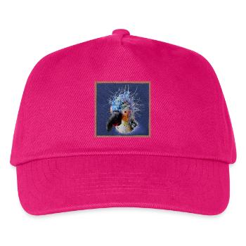 Krallo Kreisch™ Kultvogel Pop-Out Lederoptik blau - Kinder Basecap - Fuchsia - Vorne