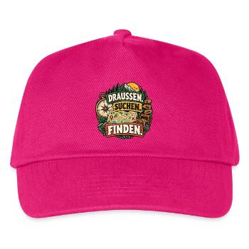 Draußen. Suchen. Finden. Geocaching / Schatzsuche - Kinder Basecap - Fuchsia - Vorne