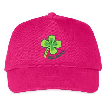 Viel Glück! Glücksbringer vierblättriges Kleeblatt - Kinder Basecap - Fuchsia - Vorne