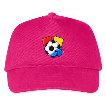 Schiedsrichterpfiff sowie rote und gelbe Karten - Kinder Basecap - Fuchsia - Vorne