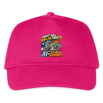 KI oder Erderwärmung – Das Weltuntergangsrennen - Kinder Basecap - Fuchsia - Vorne