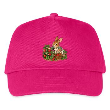 Hase bei der Erdbeerernte - Kinder Basecap - Fuchsia - Vorne