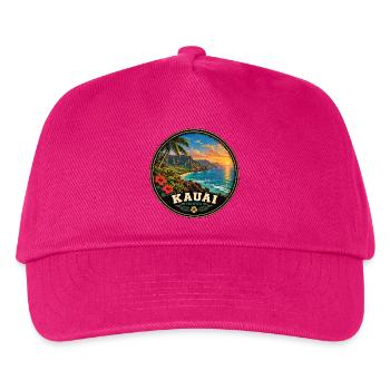 Kauai Hawaii Insel Urlaub Sunset Vintage - Kinder Basecap - Fuchsia - Vorne