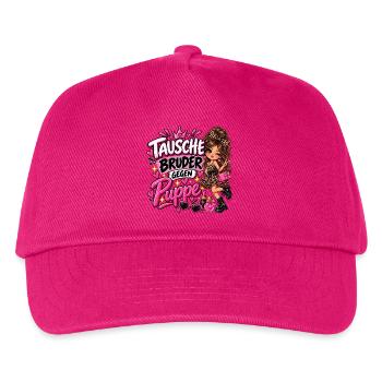 Tausche Bruder gegen Puppe - Kinder Basecap - Fuchsia - Vorne