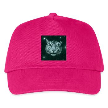 Tiger im Weltraum-Panorama - Kinder Basecap - Fuchsia - Vorne
