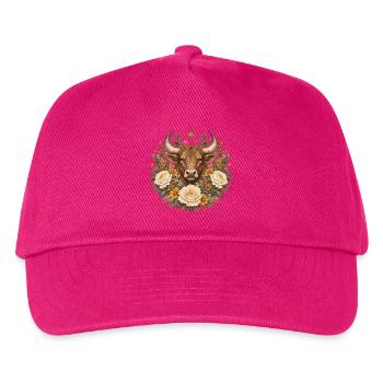 Gartenherz mit Ringelblumen & Gänseblümchen - Kinder Basecap - Fuchsia - Vorne